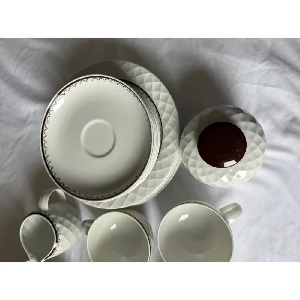 Thomas Germany Full Tea Set of 6 Brown and White Monaco Collection Porcelain